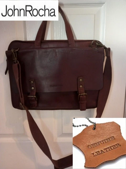 JOHN ROCHA DEBENHAMS Leather Brown Men s Laptop Messenger Bag 67.00 PicClick UK