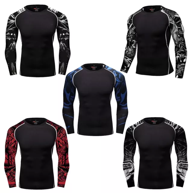 iEFiEL Herren Kompression Funktionsshirt Langarm Sport Fitnessshirt Laufshirt