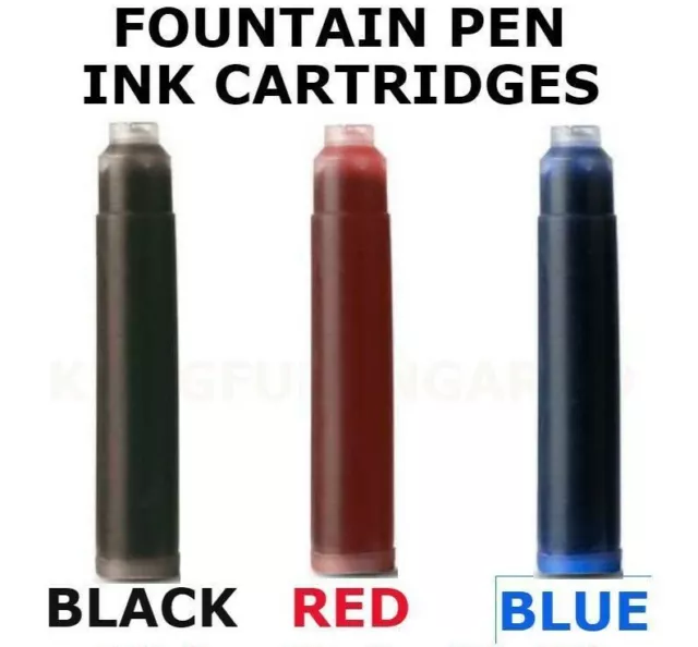 SALE - Fountain Pen Ink Cartridges Refills Standard Euro Size BLACK RED BLUE