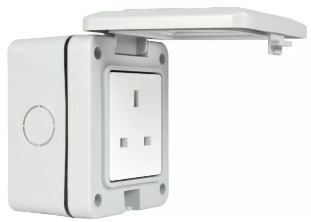 Outdoor Wall Socket Plug for Garden, Driveway & Patio Weatherproof 1 Gang Mains