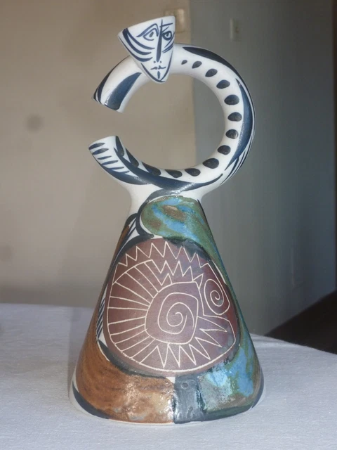 ceramique vintage, objet décoratif, en partie irisée , signée , numéroté