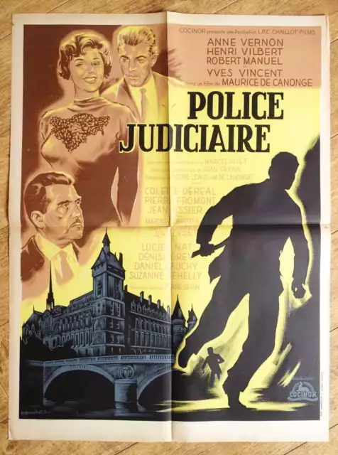 POLICE JUDICIAIRE Anne Vernon affiche cinema originale 80x60 cm '58 litho