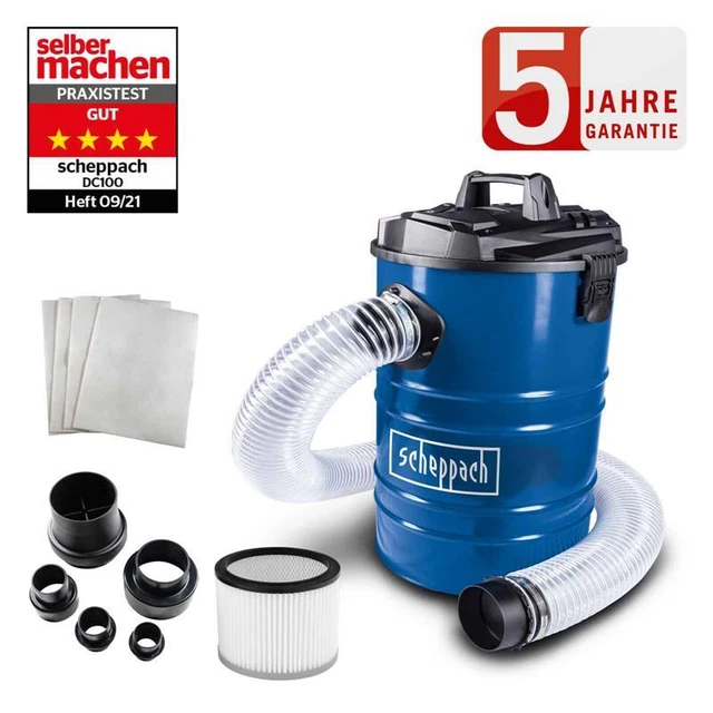 Scheppach Absauganlage DC100 inkl. Adapterset | 65 Liter Füllmenge | Metallbehälter mit Griff | 100 mm Schlauchanschluss | 1200W | Luftleistung: 215 m³/h | inkl. Filterpatrone und 4x Papierfilter: Tests, Infos & Preisvergleich