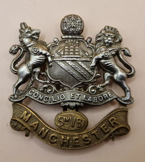 WW1 British Army Cap Badge 5th Volunteer Battalion Manchester Regiment