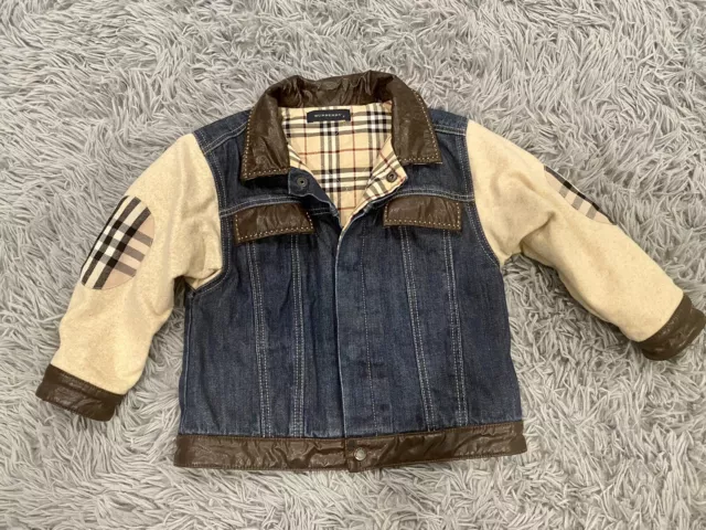 Authentic Burberry Baby Kids Boys Girls Denim Wool Quilted Jacket Coat 3