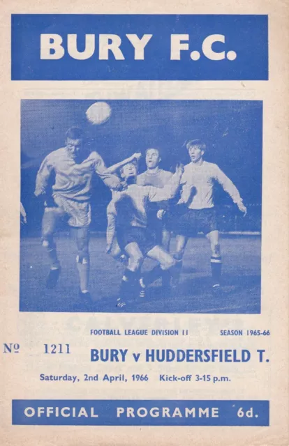 1965-66 Bury v Huddersfield Town, Division 2 - very good