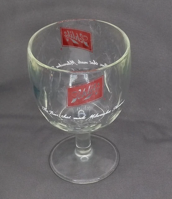 Vintage Schlitz Beer Clear Glass 12 Ounce Goblet Cup -barwear