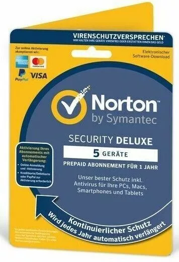 Norton Security Deluxe 5 Geräte 1 Jahr ABO Antivirus ESD Key