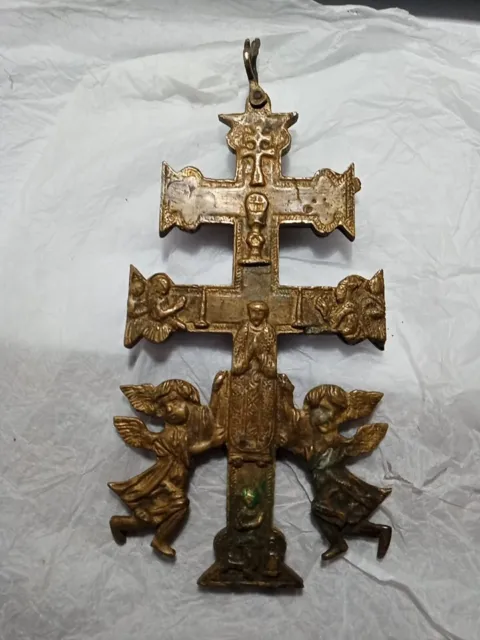 Cruz De Caravaca Muy Antigua Parte De Reliquia Mediados Siglo XlX 2