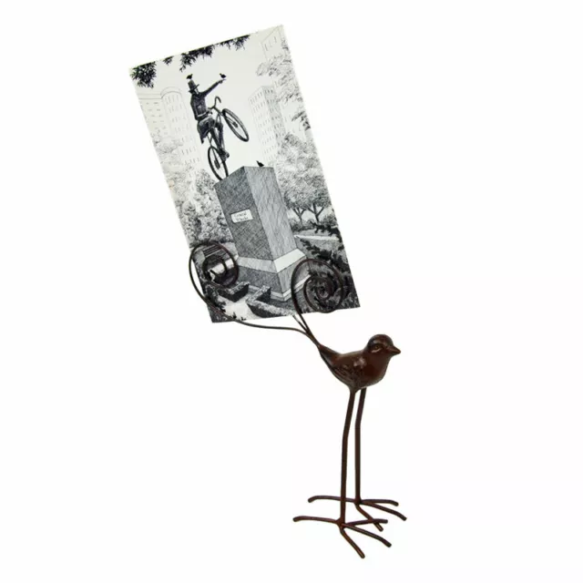 Creative Co-Op Metal Bird Card Holder with Wire Tail