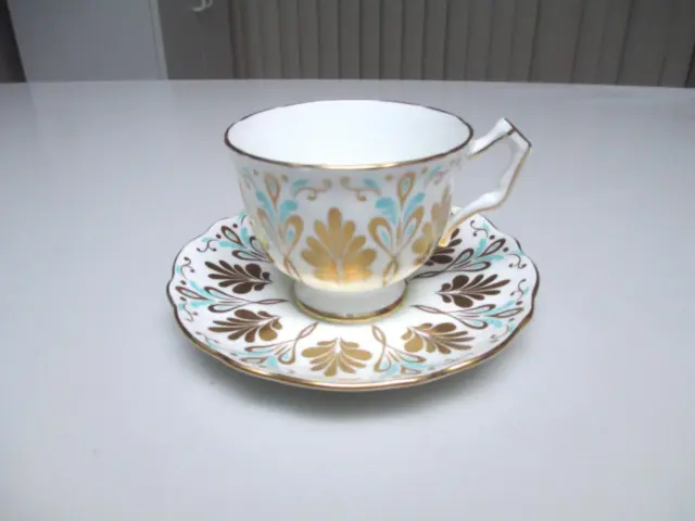 Rare Vintage Aynsley Gold & Turquoise Bone China Cup & Saucer