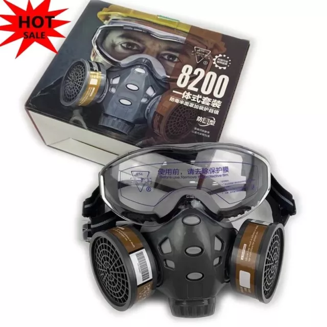 Full Face Gas Mask Paint Spray Chemical Factory Respirator Safety Work/ Goggles