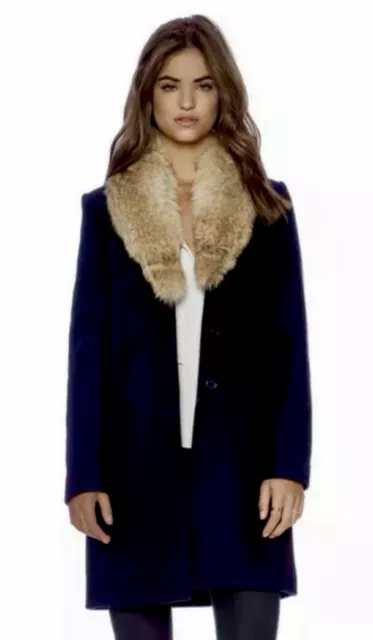 1K Theory Real Rabbit Fur Collar Black Jacket 2 4 6 S M Blazer Top Coat Cape M