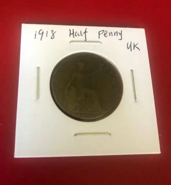 1918 Half Penny Uk Coin  - Nice World Coin !!!