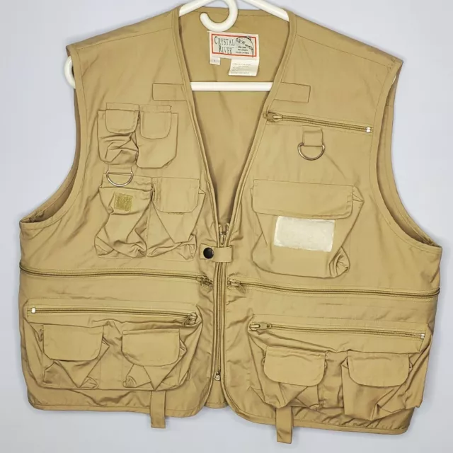 CRYSTAL RIVER FLY Fishing Vest Khaki Tan Pockets Men's Large $40.74 -  PicClick