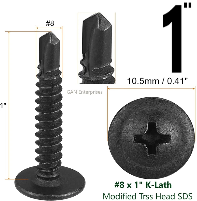 1500 Pcs Phillips Mod Truss Head #8 X 5/8" Self-Drilling K-Lath Tek Screws - Zinc, Steel