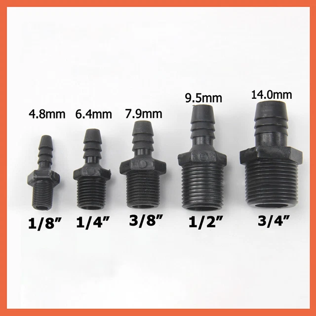 NPT Male Thread Straight Connector Pipe Fitting Hose Pipe Tubing Various Size