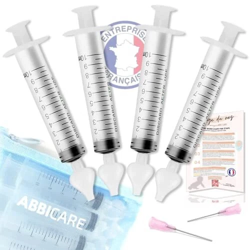 Mouche bébé seringue nasale 10ml ABBICARE™ sans BPA | Kit 4 seringues avec em...