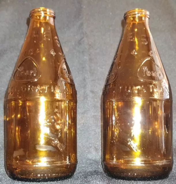 Two (2) Vintage 1969 Pearl Brewery Employee 40Th Anniversary Custom Made Bottles