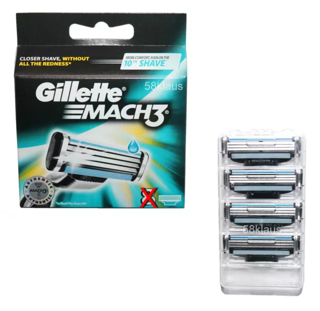 4 Gillette Mach 3 RasierKlingen im Blister ohne OVP / 4x Klingen razor blades