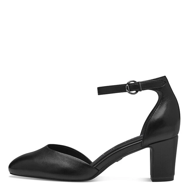 Scarpe nere con tacco aperte davanti cheap