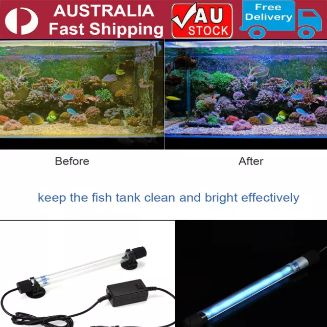 13W Aquarium UV Steriliser Light Fish Tank Pond Water Clean Lamp Submersible NEW