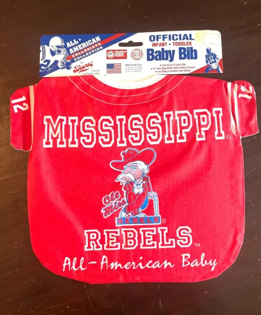 Adorable Ncaa Mississippi Rebels Football Jersey All American Baby Toddler Bib
