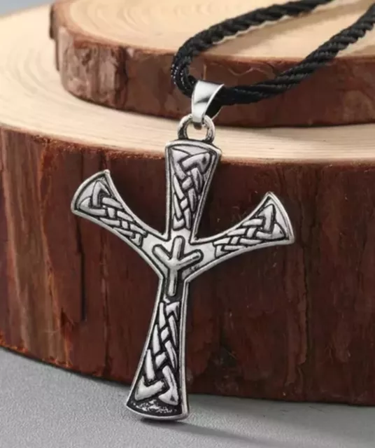 Viking ALGIZ Celtic Rune Pewter Pendant Necklace (Protection, Defence) Gifts UK