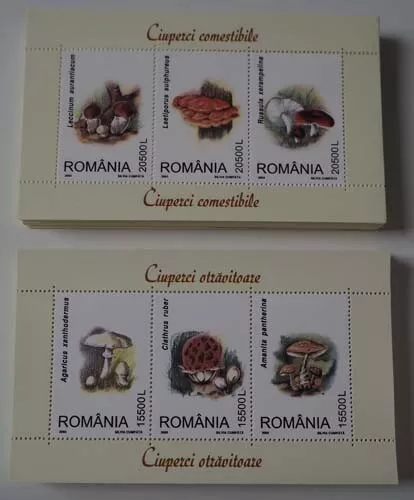 2003 Rumänien; 100 Blockserien Pilze, postfrisch/MNH, Bl. 332/333, ME 1000,-