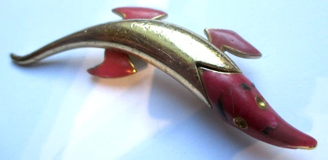 Broche Vintage ORENA PARIS Art Déco - Couleur Or, Cristaux Et émail, Bijou Fantaisie Dolce Vita