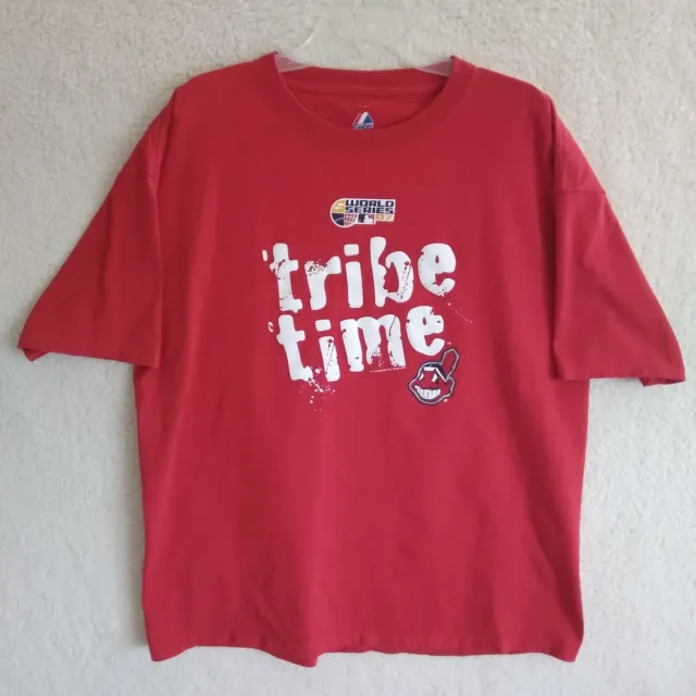 Cleveland Indians Shirt Mens Extra Large Red 2007 World Series Tribe Time MLB