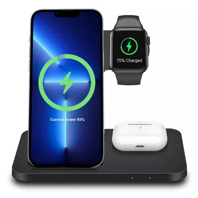 3 in 1 Fast Wireless Charger Station Dock For Apple Watch iPhone 15 Pro 14 13 XS