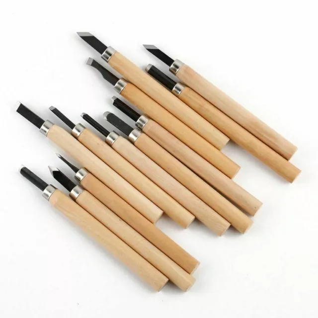 12 Pcs Professional Woodworking Gouges Knife Wood Carving Hand Chisel Tool Set