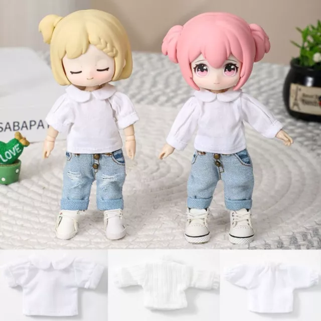 White Doll Shirt Leggings Casual Wear Shirts  1/11 ob11 Dolls/1/12 Bjd Dolls