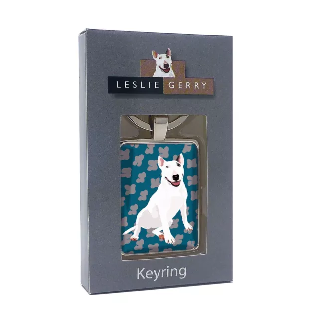 English Bull Terrier Keyrings  Leslie Gerry, Keychain, High-Quality, Animal Art