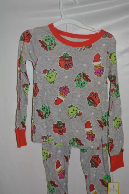 Ensemble Pyjama Shopkins Shopkin 2 Pièces Filles Garçons Pjs Haut Et Bas Rouge Gris 4 Neuf 3