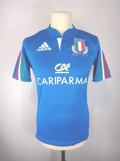 Adidas Italy Rugby Shirt Mens XS Extra Small Blue 2014 RBS Six Nations Jersey