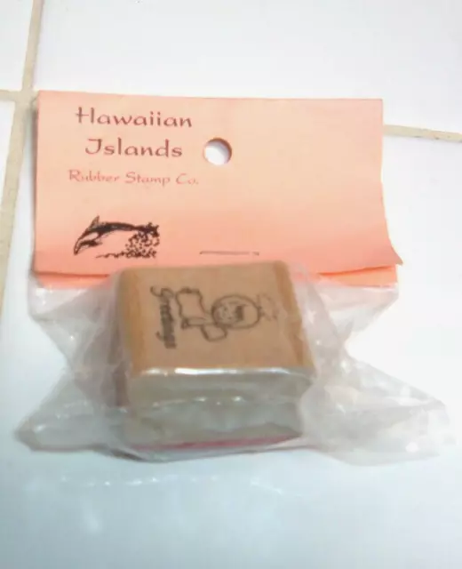 MADE in HAWAII SEALED RUBBER INK-STAMP BABY ANGEL W/"GREETINGS" DESIGN/IMAGE #3