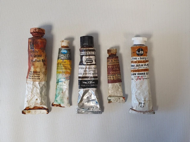 Pintura al óleo vintage Winsor Newton titanio Lefranc Bourgeois umber ocre etc.