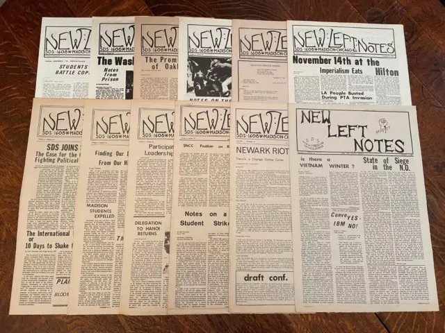 SDS New Left Notes Underground Counterculture Revolution Newspaper Lot 1967