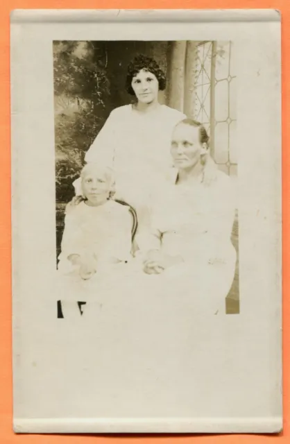 Crystal Falls, MI, Portrait of 3 Generations, Old  Real Photo Postcard 1920s