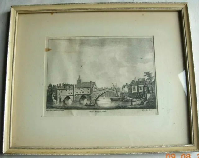 gerahmter alter Druck von Ouse Bridge York 1784 S Hooper I Peake Sc