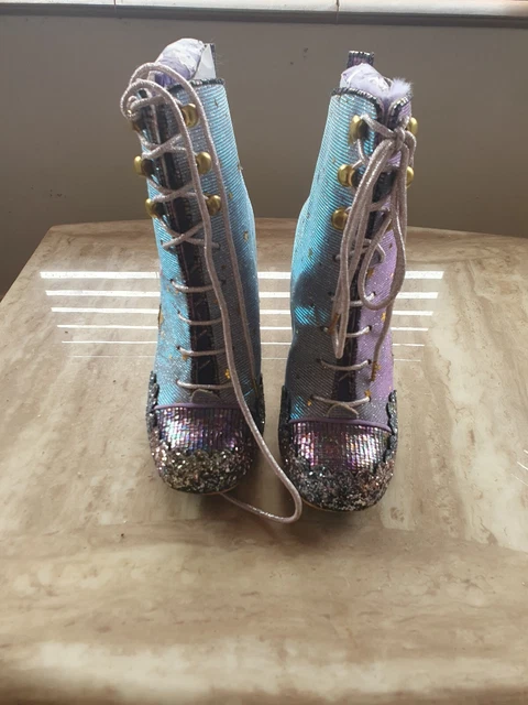 IRREGULAR CHOICE FELICETTE Silver Glitter Space High Heel Ankle