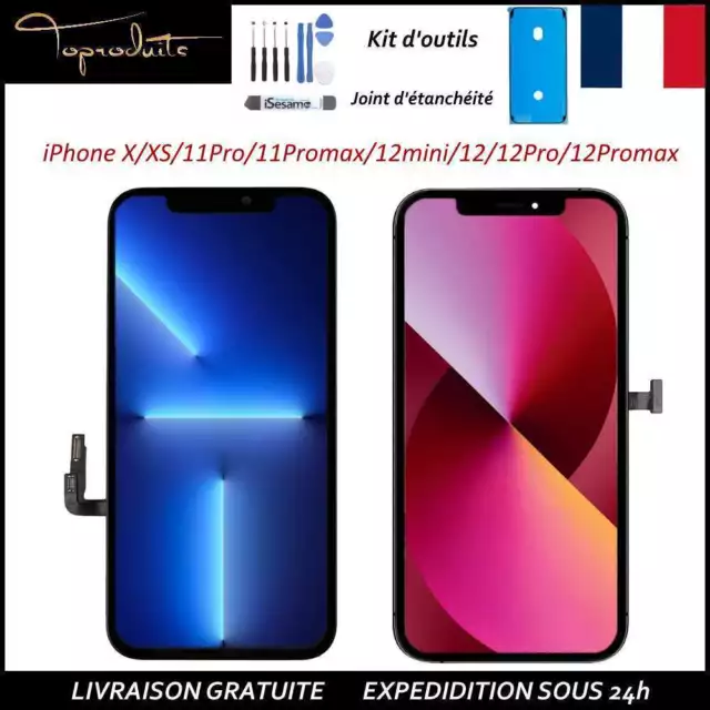 ECRAN OLED + VITRE TACTILE SUR CHASSIS pour iPhone X/11/12/13/PRO/MAX + JOINT