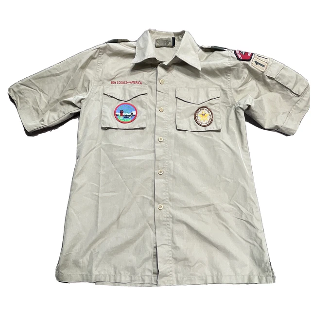 Boy Scout BSA Official Uniform Shirt Youth Large Cotton Poly Blend
