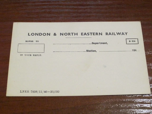 London & North Eastern Railway LNER Blank Postcard B836 11/46