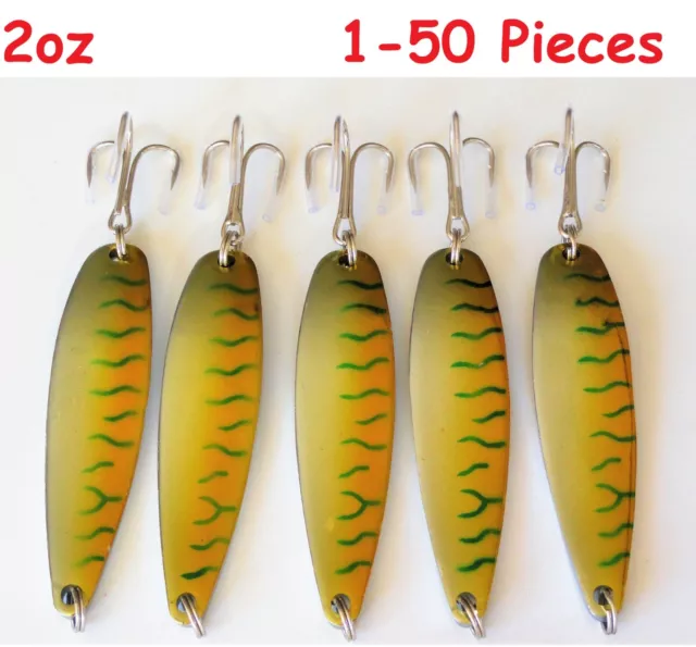 1 to 50 pcs 2oz Casting Crocodile Spoons Green Mackerel Fish Lures- Select Qty