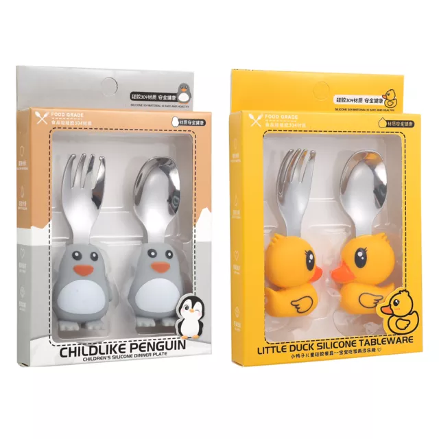 Cute Spoons and Forks Set Cartoon Stainless Steel Animal Children Dinnerware