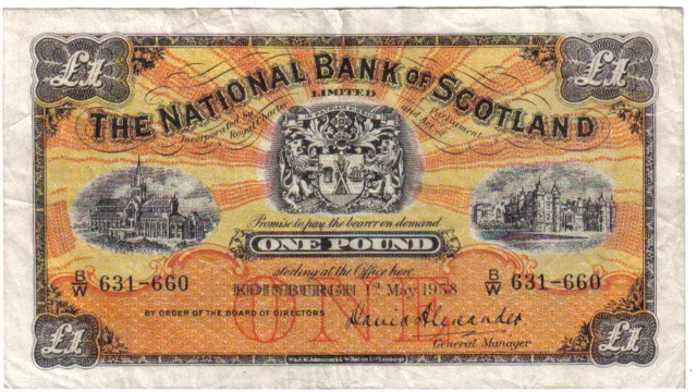 Scotland 1 Pound 1958 Pick 258 C Look Scans