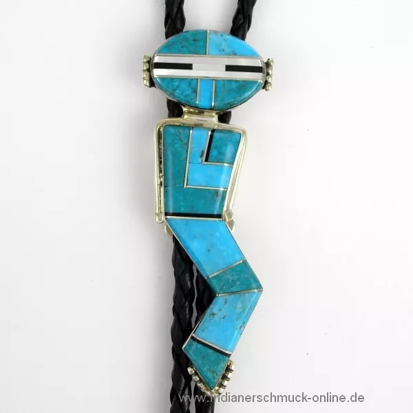 Indianerschmuck Bolo Tie Yei Türkis Inlay Navajo